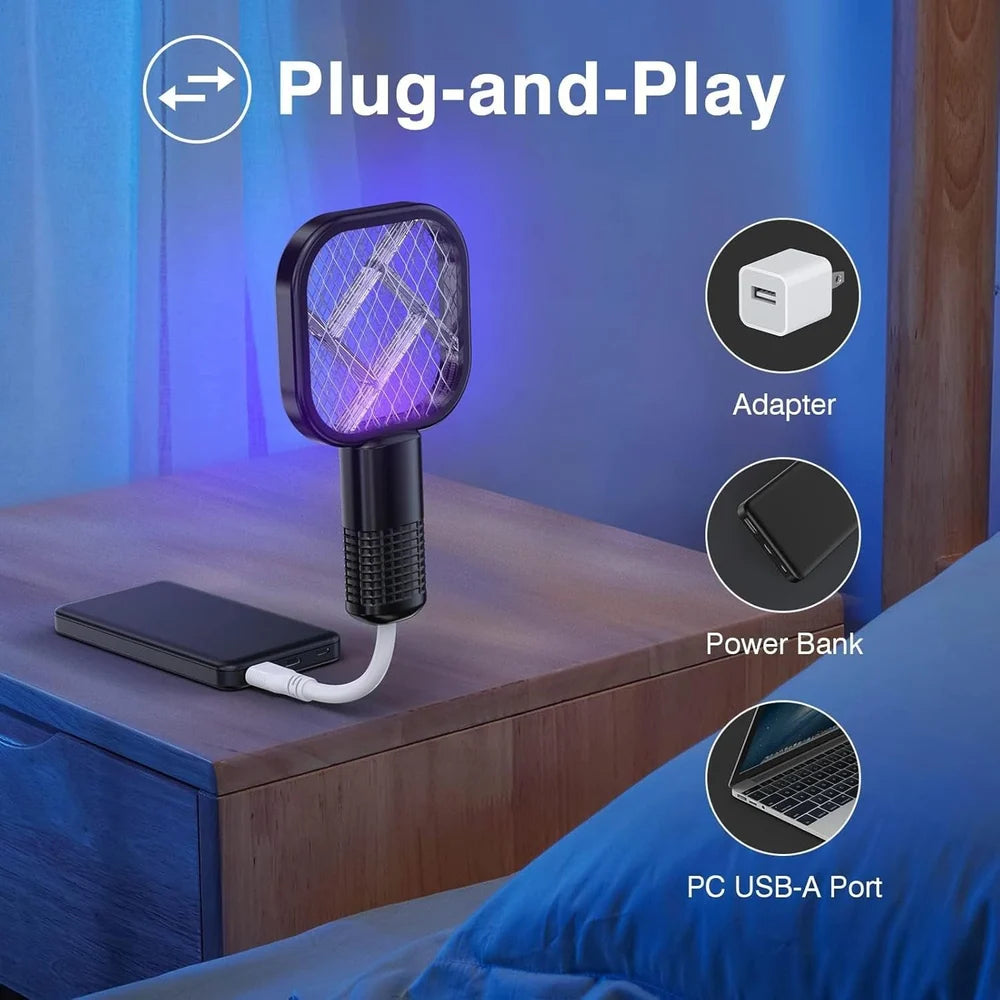 Powerful Electric Mosquito Killer Racket – USB Rechargeable Fly Swatter with Built-in UV Light