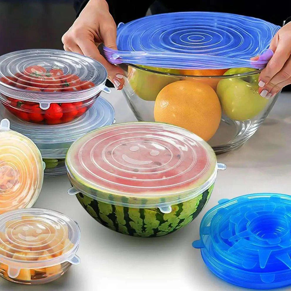 Silicone Stretch Lids | Pack of 6 | Reusable Bowl Covers | Multi‑Size Food Savers