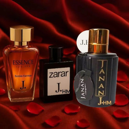 Luxury Perfume Set - Pack of 3 (Essence, Zarar & Janan Gold) -