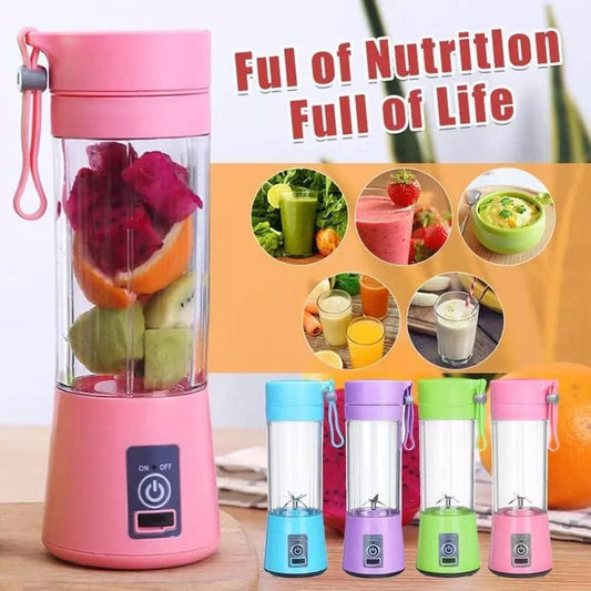 Rechargeable Portable Mini Juicer Blender – 6 Blades, 380ml Outdoor Juicing Cup [Random Color]
