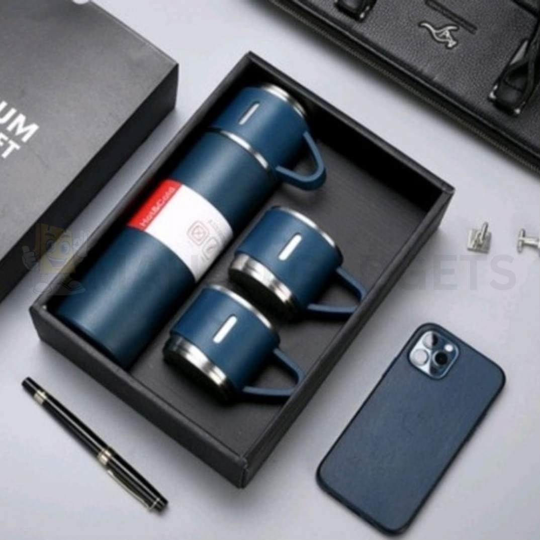 500ml Stainless Steel Vacuum Flask Water Bottle with 2 Extra Cups (160ml)