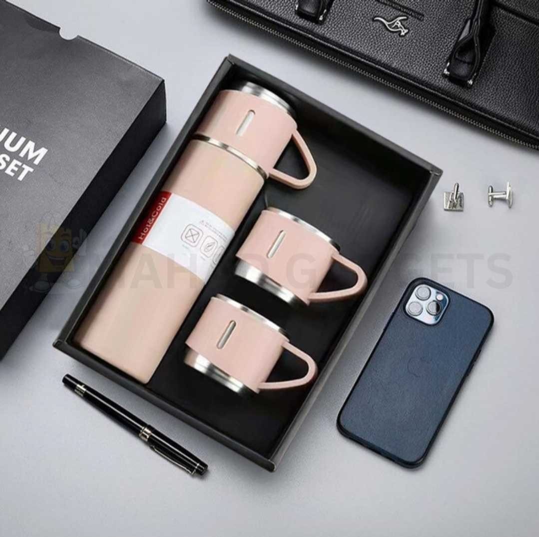 500ml Stainless Steel Vacuum Flask Water Bottle with 2 Extra Cups (160ml)