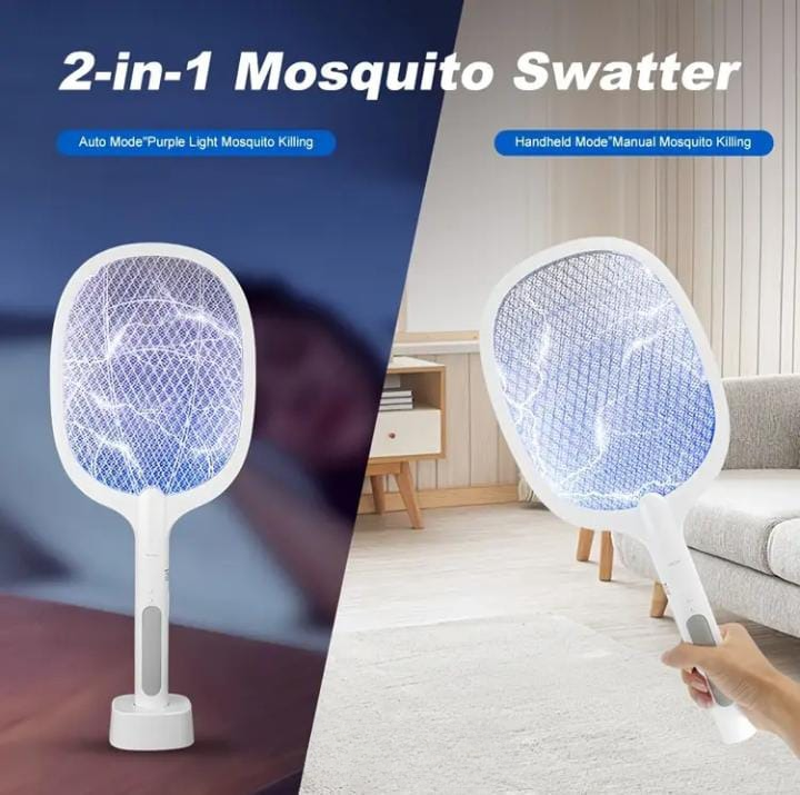High-Power Electric Mosquito Bat with Base Stand | USB Rechargeable Bug Zapper for Home, Garden & Outdoor | Automatic UV Light Trap