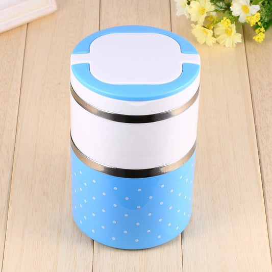 2 Layer Stainless Steel Airtight Lunch Box 930ml With Leak-Proof Design - Blue